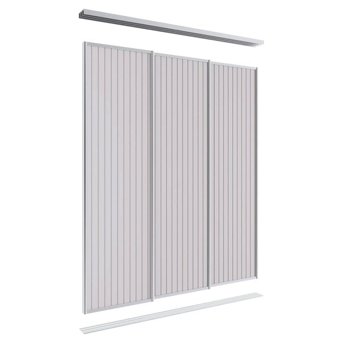 Lugna 2100 x 1800mm Clear Anodised VJ Panels Wardrobe Triple Sliding Doors