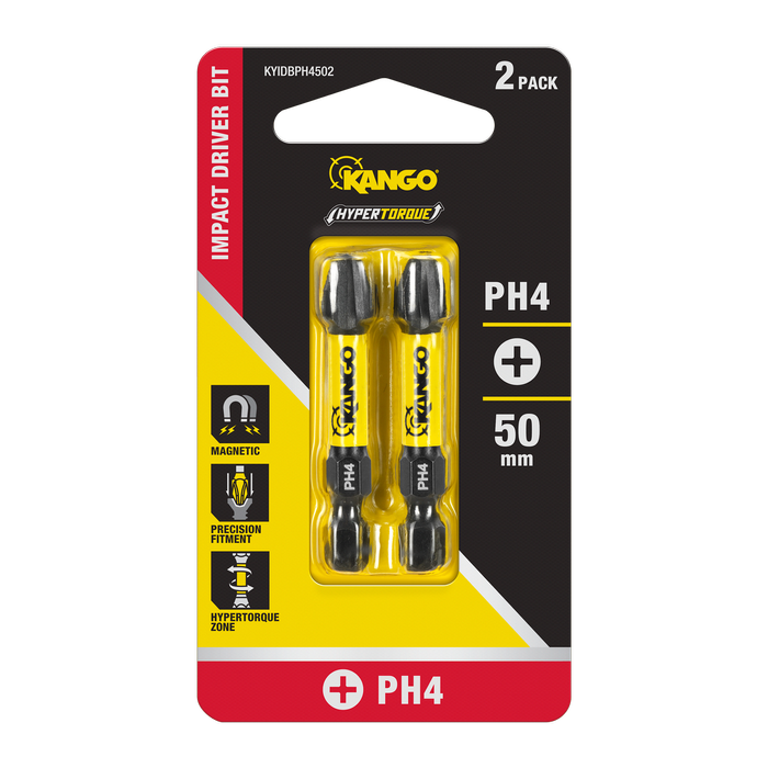 Kango HyperTorque™ PH4 50mm Impact Rated Driving Bits - 2 Pack