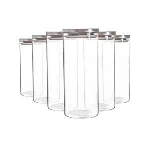 Argon Tableware Glass Storage Jars with Metal Lids - 1.5 Litre - Pack of 6