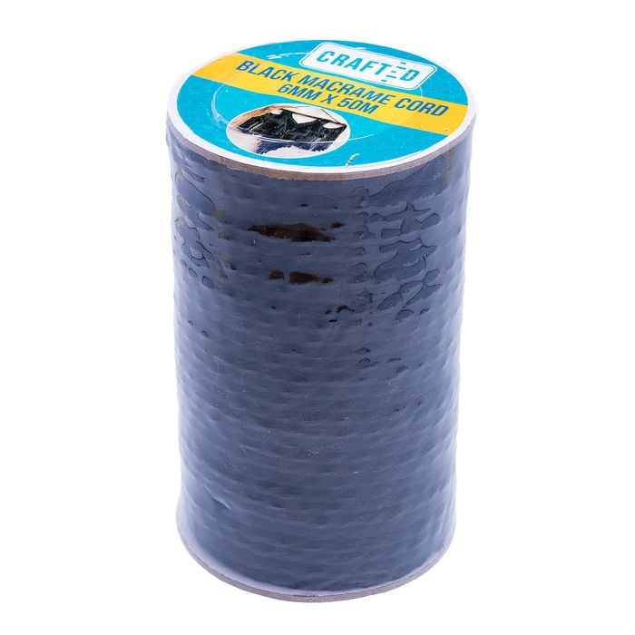 Crafted 6mm x 50m Black Macrame Cord