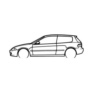 Ignite Laser Honda 1995 Civic Silhouette Metal Wall Art Coated Black 23.6inch/60cm