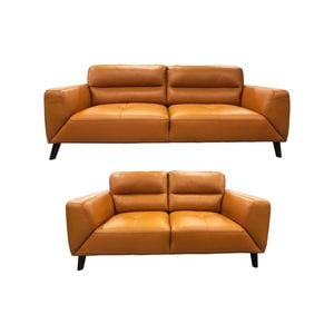 Downy  Genuine Leather Sofa Set 3 + 2 Seater Upholstered Lounge Couch Tangerine