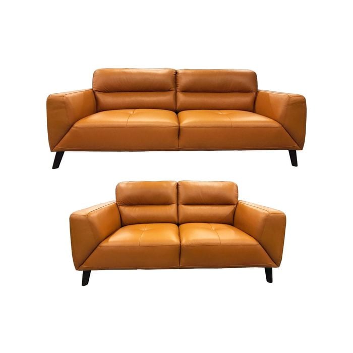 Downy  Genuine Leather Sofa Set 3 + 2 Seater Upholstered Lounge Couch Tangerine