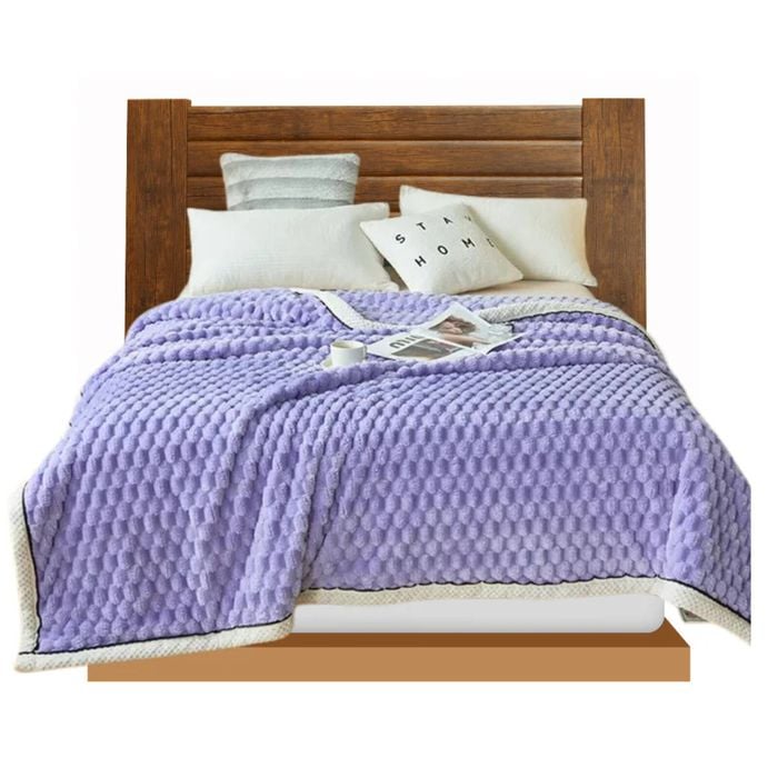 Anycozy Purple Velvet Soft Fluffy Warm Throw Blanket 180x200cm