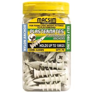 Macsim 45mm Nylon Plasterboard Anchor - 70 Pack