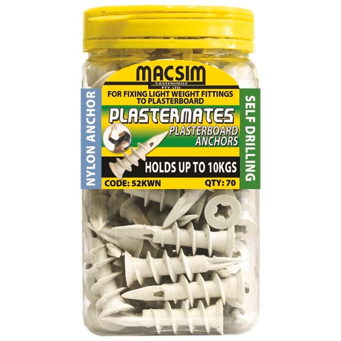 Macsim 45mm Nylon Plasterboard Anchor - 70 Pack