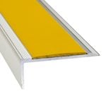Duratac 1500mm Stair Nosing Clear Aluminium with Yellow Vinyl Insert and Countersunk Holes