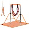 Advwin Adjustable Height Gymnastics Bar for Kids with Mat & Rings & Swing, Orange