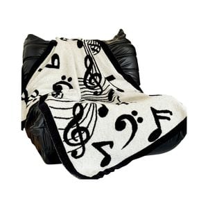 SOGA 130x160cm Black and White Musical Note Throw Blanket