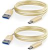 PriceDumb 2 Pack 1m Data Transfer Charger Charging USB Type C Phone Tablet Cable Cord Bulk Braided Gold Nylon