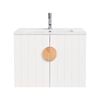 CIBO 600mm White Freshwater Wall Hung Bathroom Vanity with Oak Handle