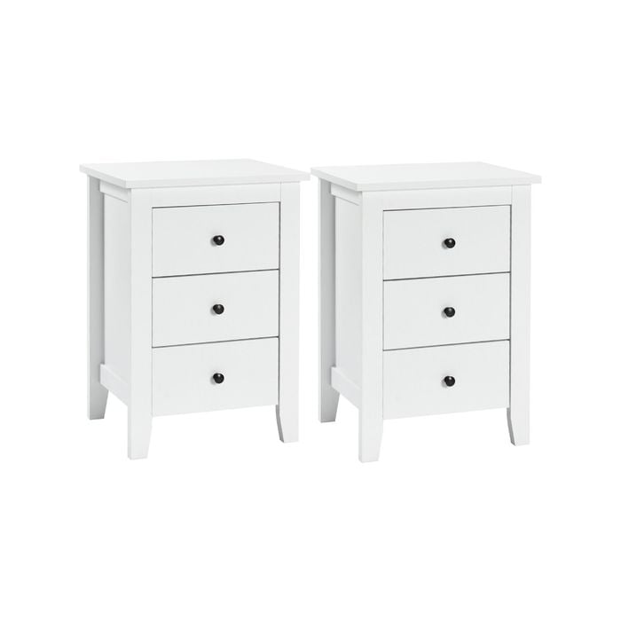 Costway 2x Bedside Tables Wood White