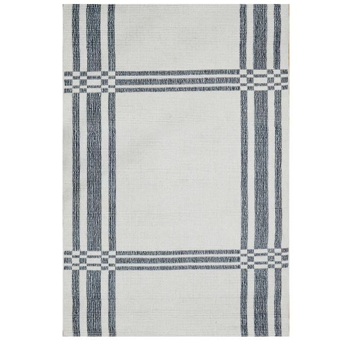 Handwoven Woolen Rug-Bushra 6323-Ivory/Charcoal-110x160cm