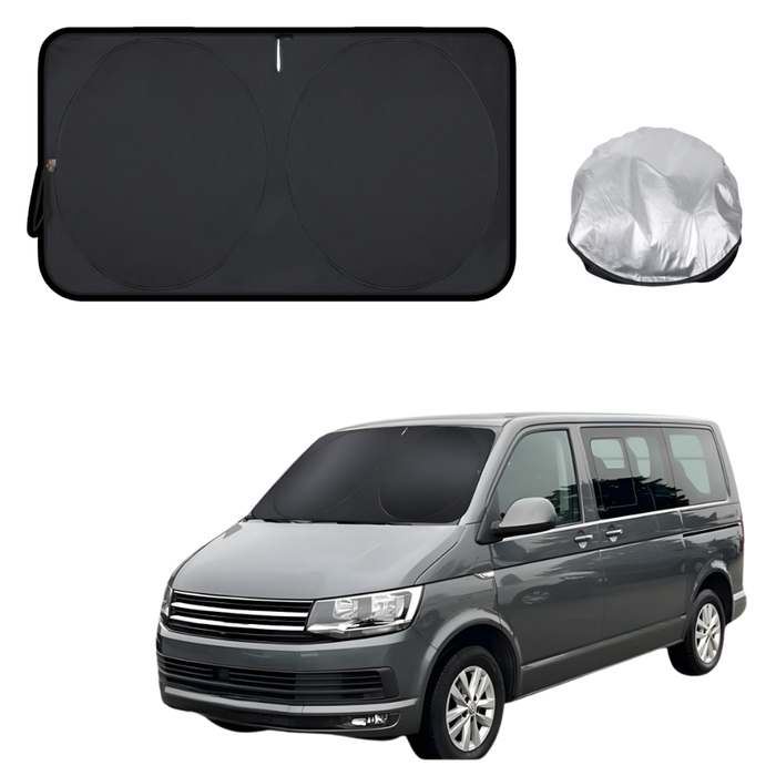Front Windscreen Sun Shade for VolksWagen Caravelle 2010 - 2015 - XL 160 x 100 cm - Black