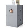 Costway 2-tier Wood Cat Litter Kitten House Sideboard Storage Cabinet Grey