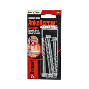 Ramset 6 x 75mm Galvanised AnkaScrew Masonry Anchor - 4 Pack