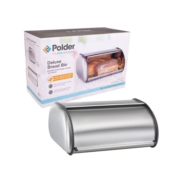 Polder Deluxe Brushed Nickel Bread Bin