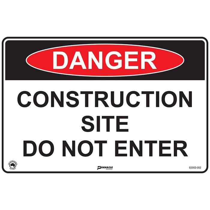 Pinnacle 600 x 400mm Metal Danger Construction Site Do Not Enter Sign 