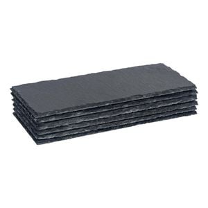 Argon Tableware 6x Slate Dinner Plates - 29 x 12cm Rectangle Natural Slate Rustic Raw Cut Serving Dish Cheese Board Savoury Mat