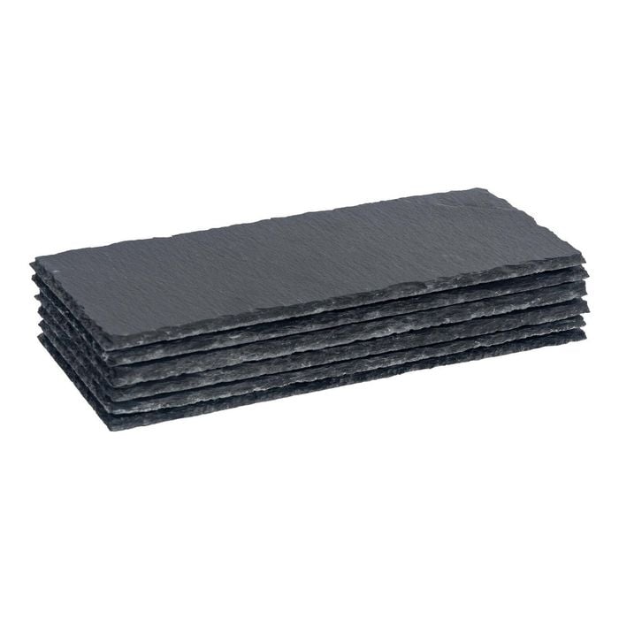 Argon Tableware 6x Slate Dinner Plates - 29 x 12cm Rectangle Natural Slate Rustic Raw Cut Serving Dish Cheese Board Savoury Mat