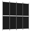 vidaXL 4-Panel Room Divider Black Fabric Privacy Screen Room Separator Folding
