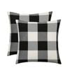Catzon 2 Pcs Buffalo Check Throw Pillow Covers for Farmhouse 40X40cm-Black