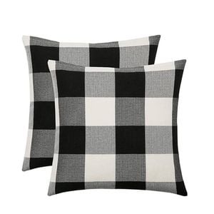 Catzon 2 Pcs Buffalo Check Throw Pillow Covers for Farmhouse 40X40cm-Black