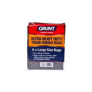 Grunt 44L Large Ultra Heavy Duty Trade Rubble Bags - 6 Pack