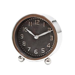 Ssh Collection Felix 15cm Tall Desk Clock With Round Black Face - Nickel