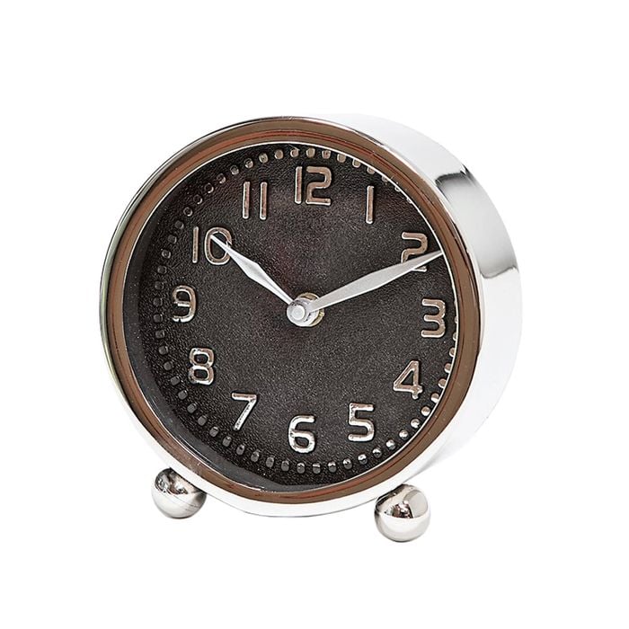 Ssh Collection Felix 15cm Tall Desk Clock With Round Black Face - Nickel