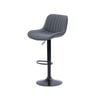 Urban Style Frank Bar Stools Gas Lift Black Metal Grey Pu Pair