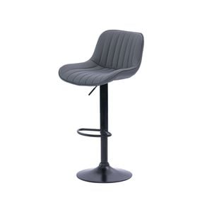 Urban Style Frank Bar Stools Gas Lift Black Metal Grey Pu Pair
