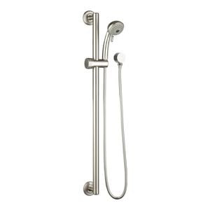 Evekare 32 x 900mm Brushed Nickel Linear Grab Rail and 3 Function Shower With 2m Hose WELS 3 Star 9.0L/min