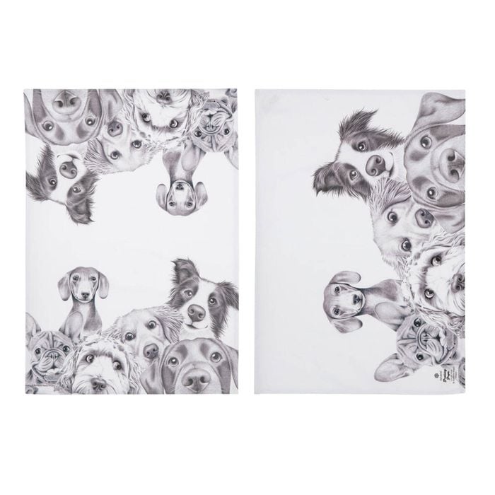 Ashdene Peeking Pups Set Of 2 Kitchen Towels