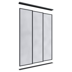 Lugna 2400 x 1800mm Black Mirror Wardrobe Triple Sliding Doors