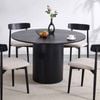 Nola 1.2m Round Wooden Dining Table - Black - Black