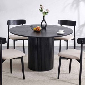 Nola 1.2m Round Wooden Dining Table - Black - Black