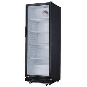 Nisbets Essentials Upright Display Fridge Cooler Black 346ltr 1732x620x635mm Commercial Kitchen Storage