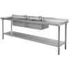 Vogue Double Bowl Sink Double Drainer - 2400mm x 700mm 90mm Drain - Commercial Stainless Steel Sinks (HC921)