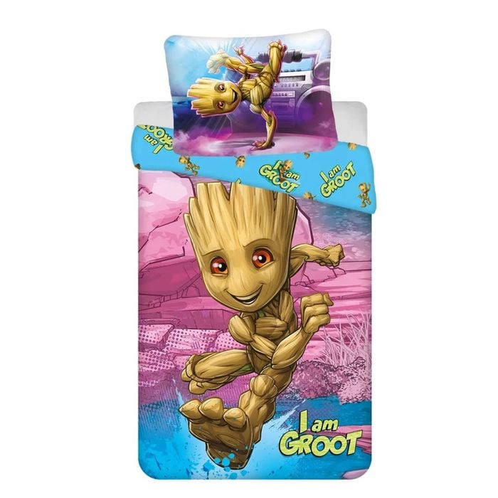 Marvel Guardians Of The Galaxy I Am Groot Quilt Cotton Cover Set - Single Bed Size