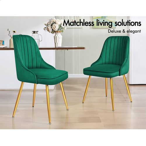 ALFORDSON Dining Chairs Padded Tufted Seat Velvet Green Set of 4 Bunnings Australia