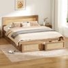 Alfordson Wooden Bed Frame Double With Drawers Oak