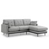 Modern Furniture HAVANA 3 Seater Sofa with Right Chaise - Light Grey & Black
