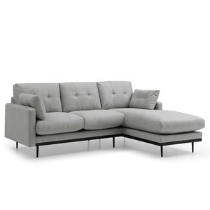 Modern Furniture HAVANA 3 Seater Sofa with Right Chaise - Light Grey & Black