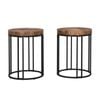 IHOMDEC Round Side Table Set of 2 Rustic Dark Brown