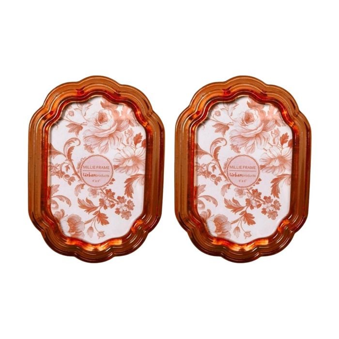 2x Urban Products Millie Orange Decorative Floral Photo Frame 4x6inch