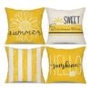 Catzon 4 Pcs Linen Throw Pillow Covers Watercolor Flower for Bed Sofa Decor 50X50cm