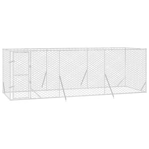 vidaXL Dog Kennel Outdoor Dog Crate Lockable Dog House Silver Galvanised Steel 6x2x2 m