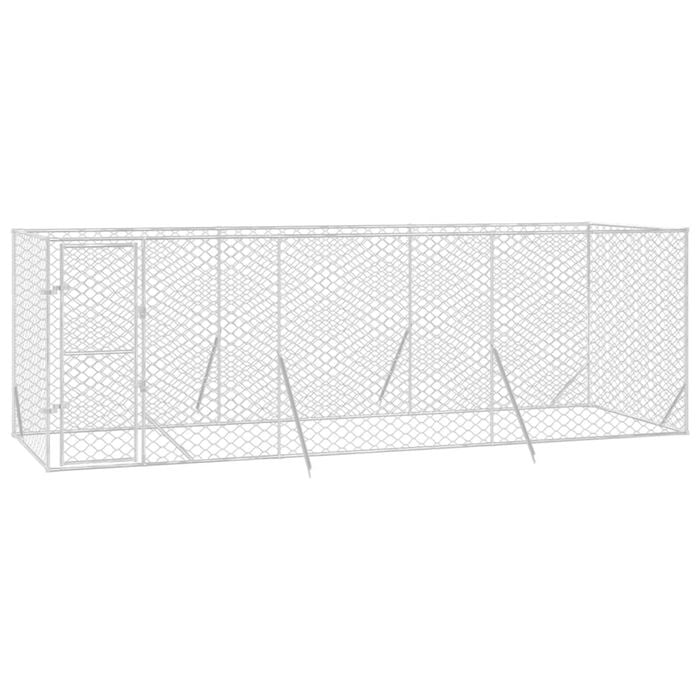 vidaXL Dog Kennel Outdoor Dog Crate Lockable Dog House Silver Galvanised Steel 6x2x2 m