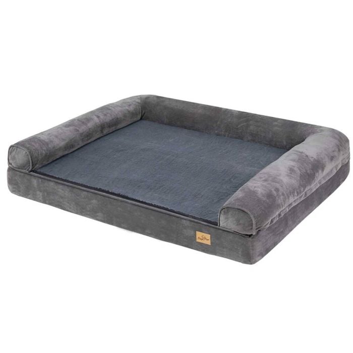 P&P Grey Bolster Edge Dog Sofa Bed With Waterproof Removable Cover
